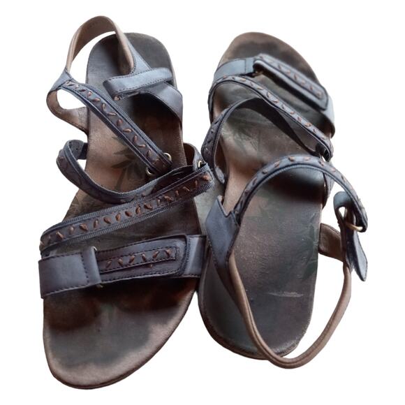 Easy Spirit Cloverly 9 Gray Leather Sandals Gorpcore Outdoor Comfort Hook & Loop - Picture 3 of 8